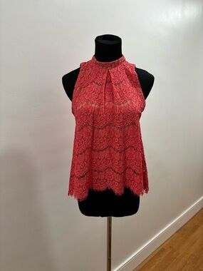 578 love FIRE Orange Lace Halter Shell Top